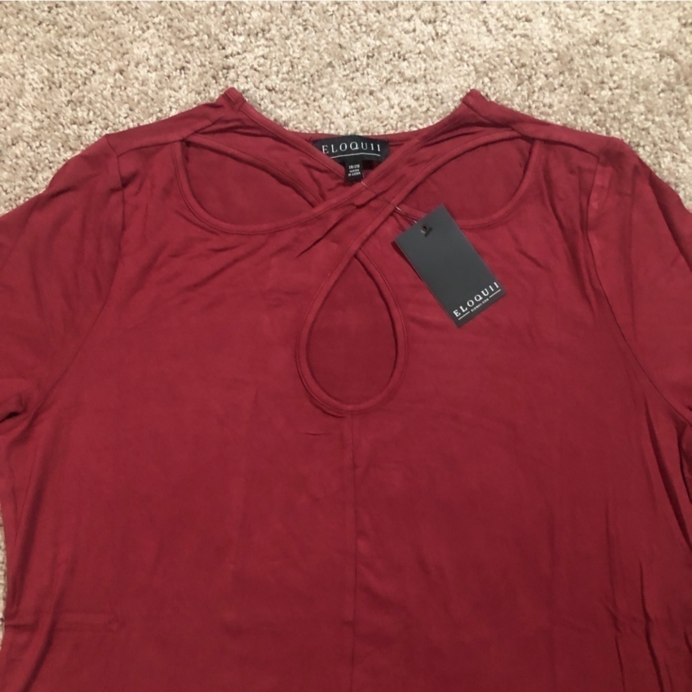 Eloquii Crossover Cutout Neckline Top in Burnt Russet Red 18/20 - Picture 5 of 9